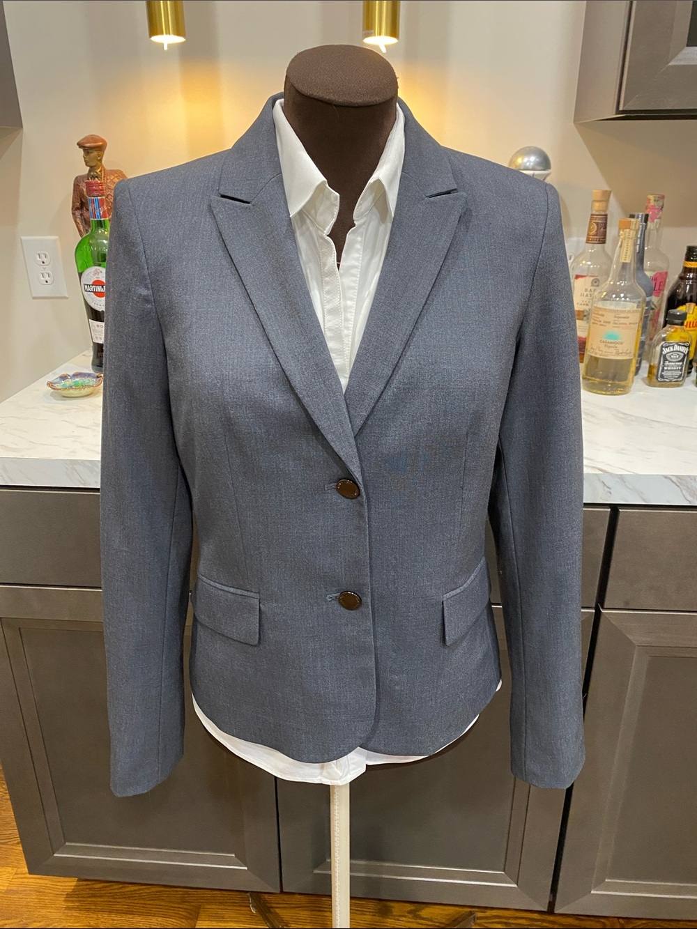 Calvin Klein Gray suit jacket coat Blazer with Button Front pockets career